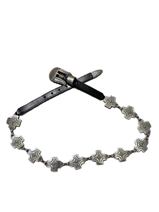 Tony Lama Accessories - Vintage 1996 Tony Lama Black Nizhoni Cross Leather Belt